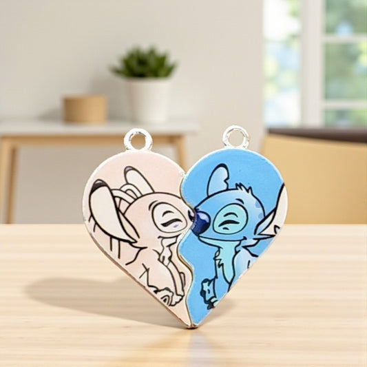 Light peach and blue kitty magnetic charms for cute friendship and couple jewellery making