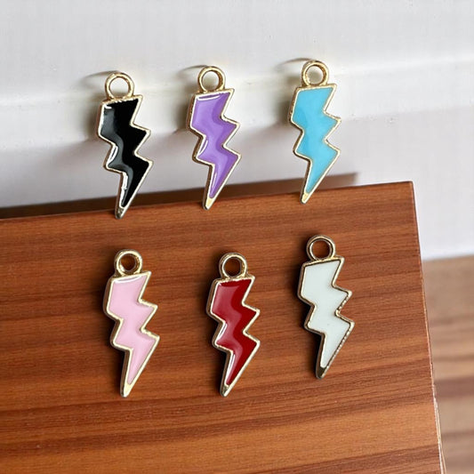 Multicolor Lightning Enamel Charm - 10 Pc Mixed Color
