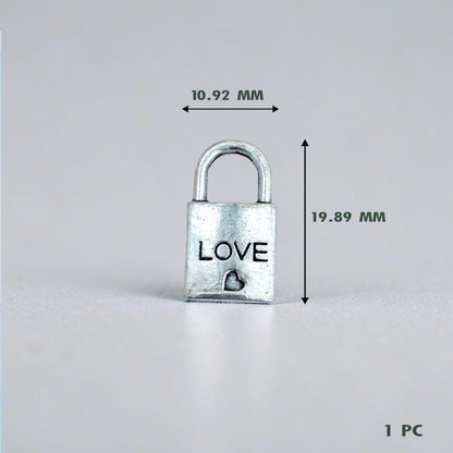 Lock Love Word Silver Metal Charms