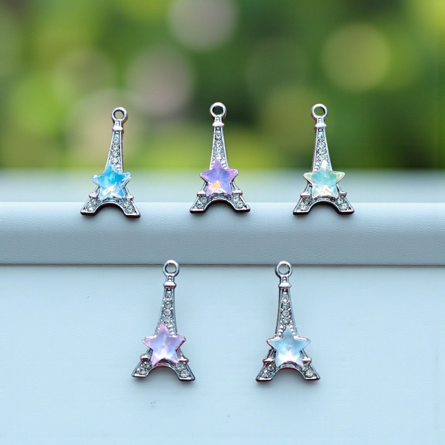 Luxury Eiffel Tower Shimmering Stone Charm - 1 Pc
