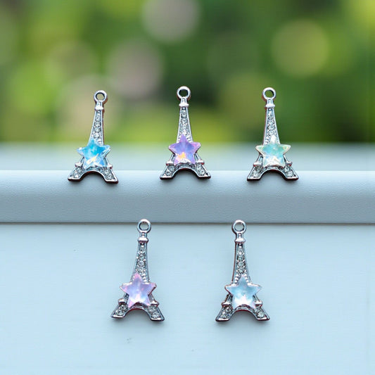 Luxury Eiffel Tower Shimmering Stone Charm - 1 Pc