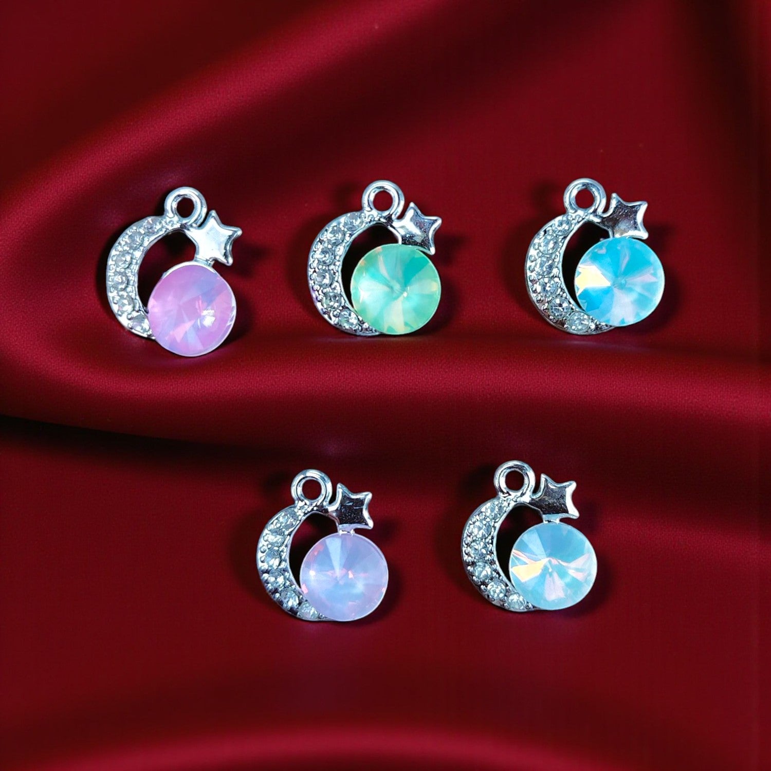 Luxury Half Moon Charm with Shimmering Stones for Bracelets, Necklaces, and DIY Jewellery Making