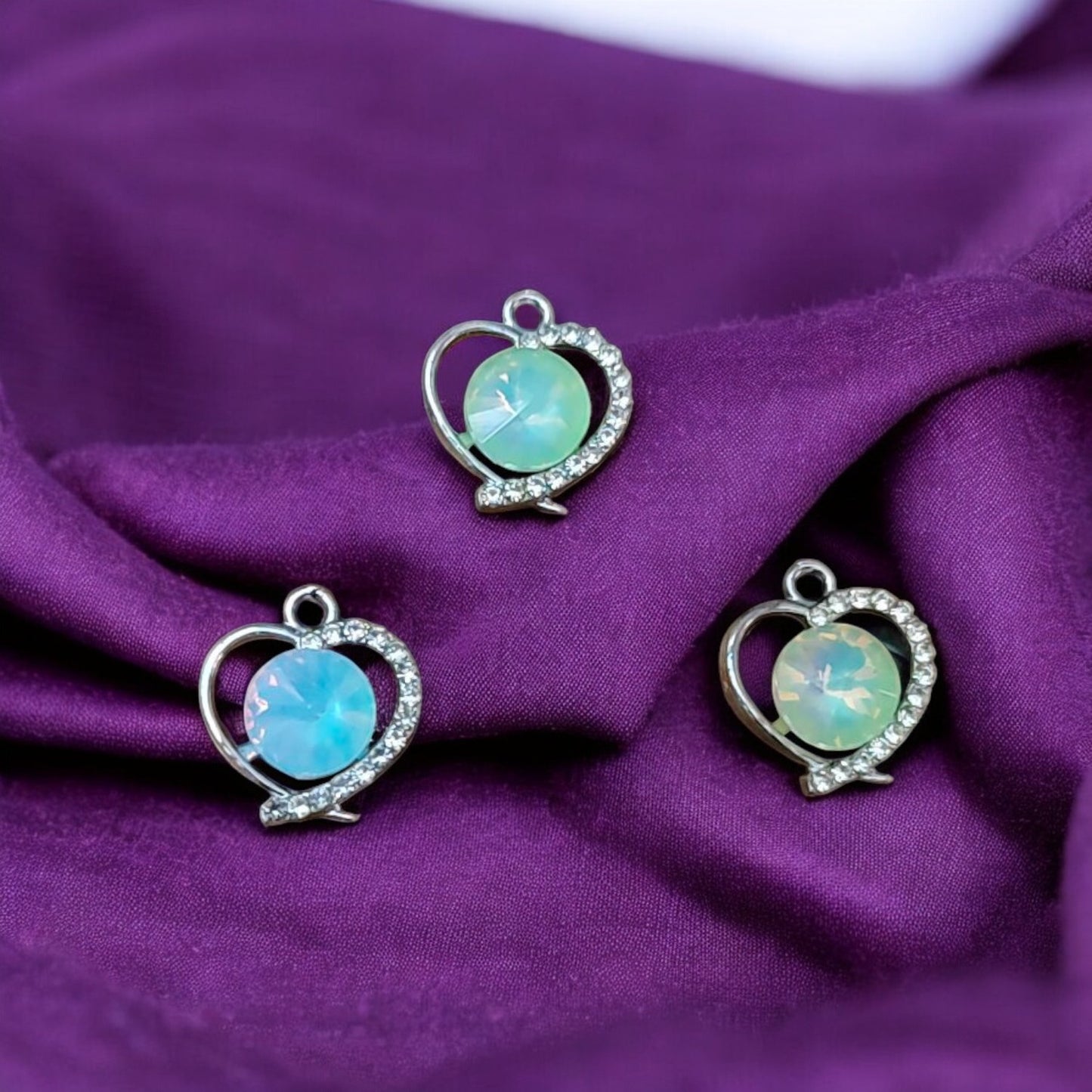 Luxury Heart Shimmering Stone Charm - 1 Pc (Random)