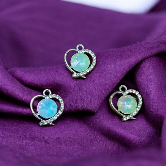 Luxury Heart Shimmering Stone Charm - 1 Pc (Random)