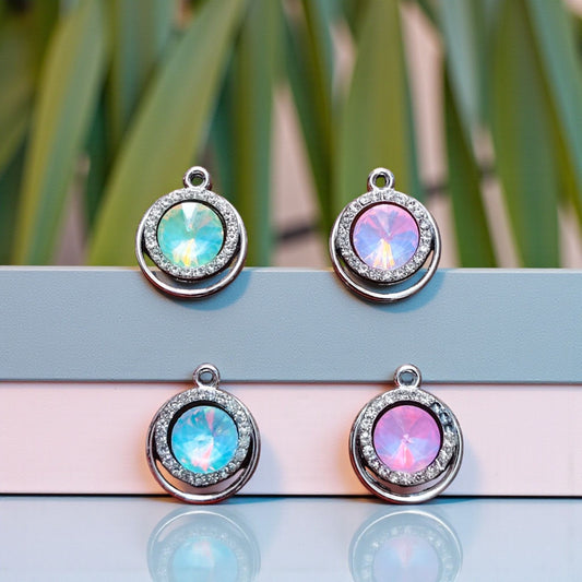Luxury round shimmering stone charms with premium sparkle, ideal for bracelets, necklaces, and DIY jewelry making
