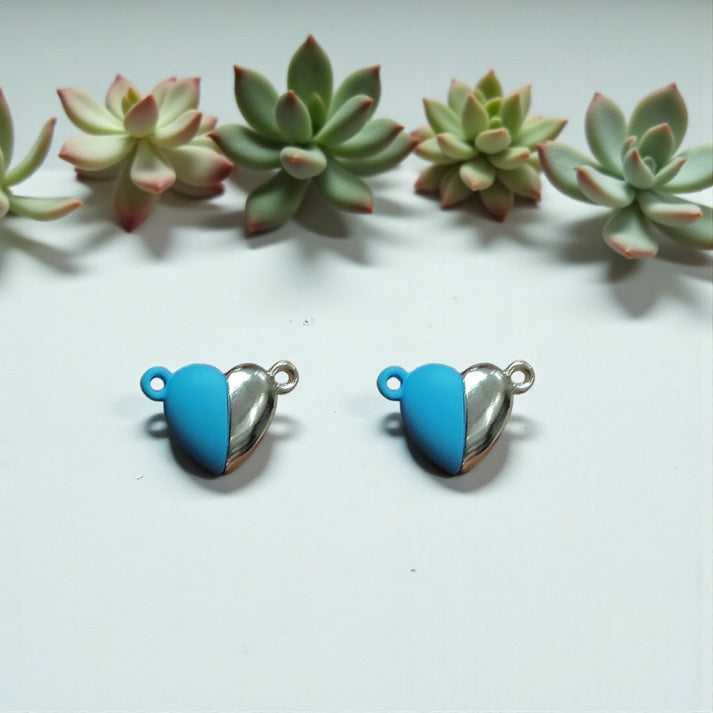 Sky Blue and Silver Heart Magnetic Charms DIY Accessories India