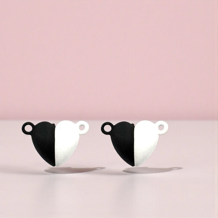 Black and White Heart Magnetic Charms DIY Jewellery Chennai