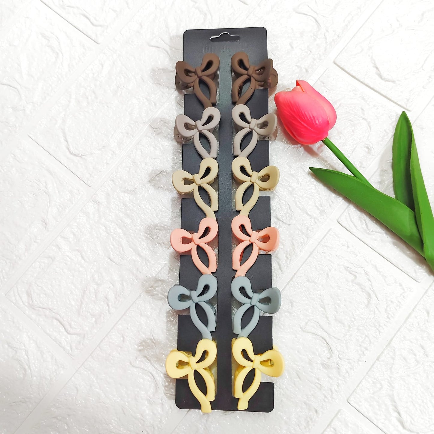 Matt finish bow Korean clutches hair clip for women and girls – elegant bow claw clip