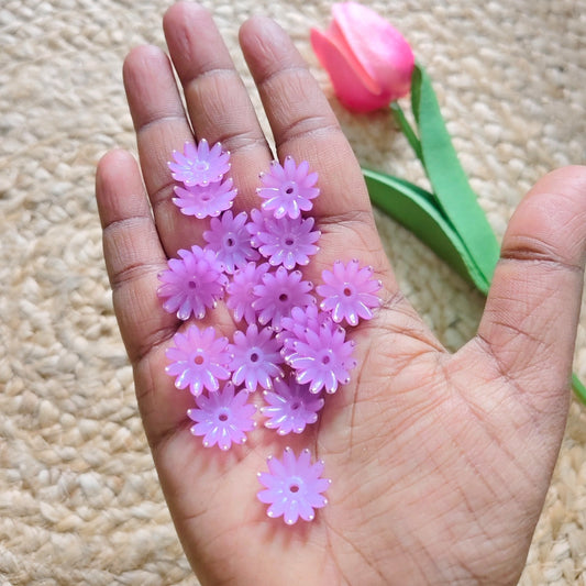 Purple Color Matt Finish Acrylic Daily Flower Charm for Jewellery Making