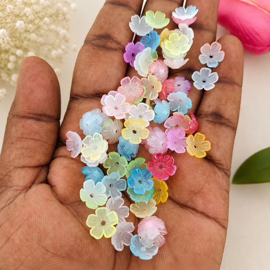 Matte Frosted Acrylic Cherry Blossom Beads
