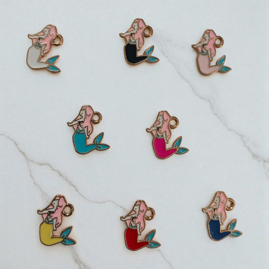 Multicolor mermaid enamel charms for ocean-themed jewelry and craft projects