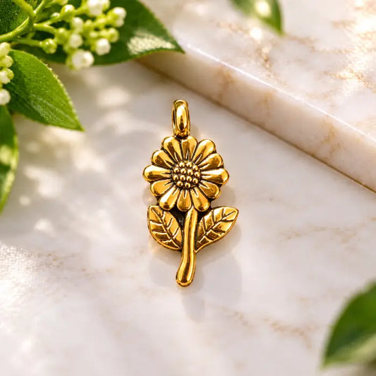 Metal Flower Charms (Gold) - 1 Pc