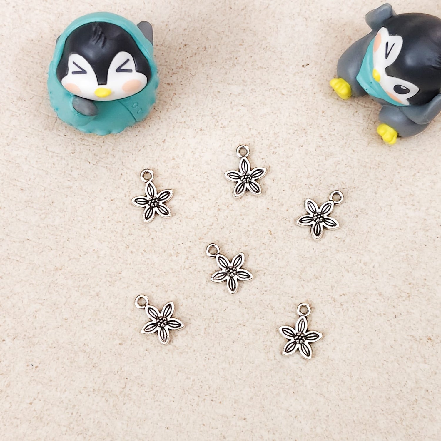 Silver flower metal charm for jewellery making and handmade DIY accessories