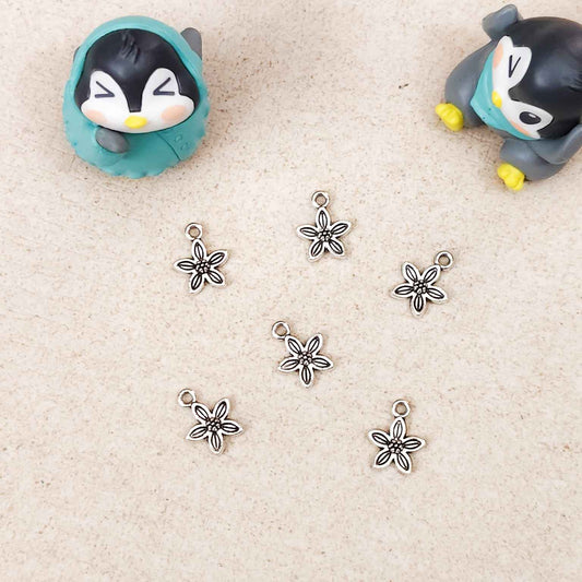 Flower Metal Charms Silver - 1 PC