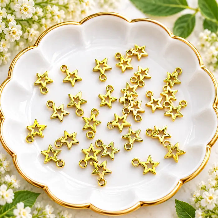 Mini Golden Star Charm - 10 Pcs