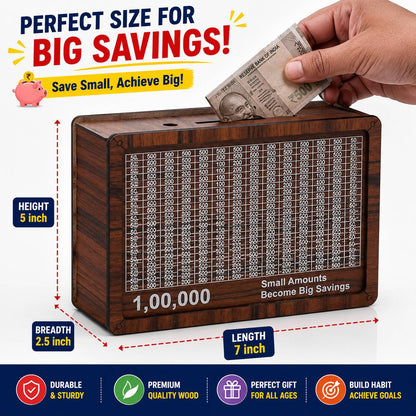Wooden Money Saving Box - 1 Pc