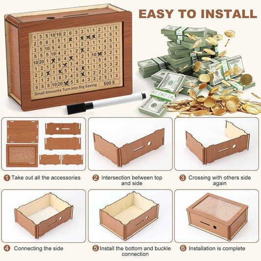 Wooden Money Saving Box - 1 Pc