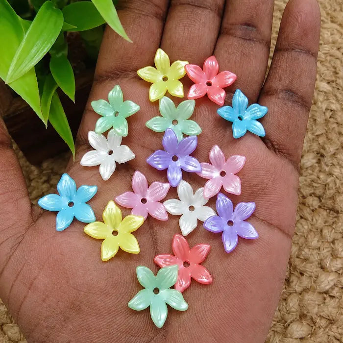 Multicolor 5-Petal Acrylic Flower Beads
