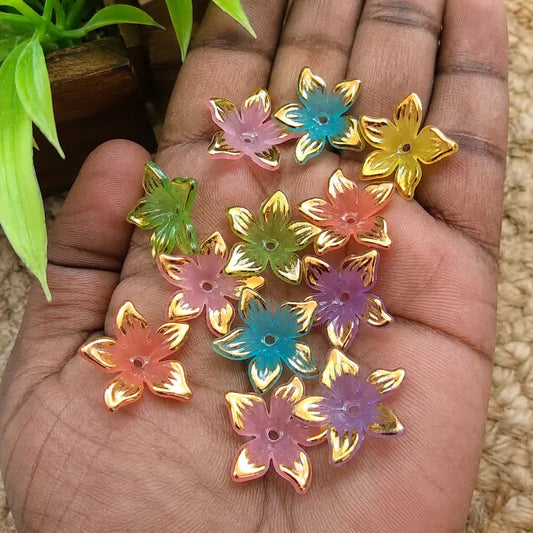 Multicolor 5 Petals Acrylic Flower Beads
