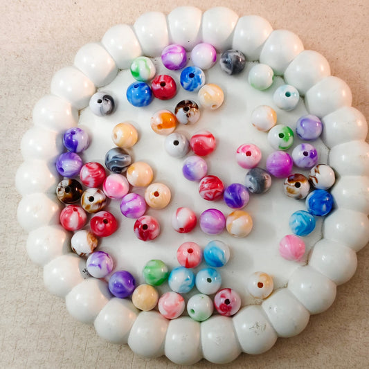 10mm multicolor mixed acrylic printed beads for jewellery making with vibrant patterns and designs