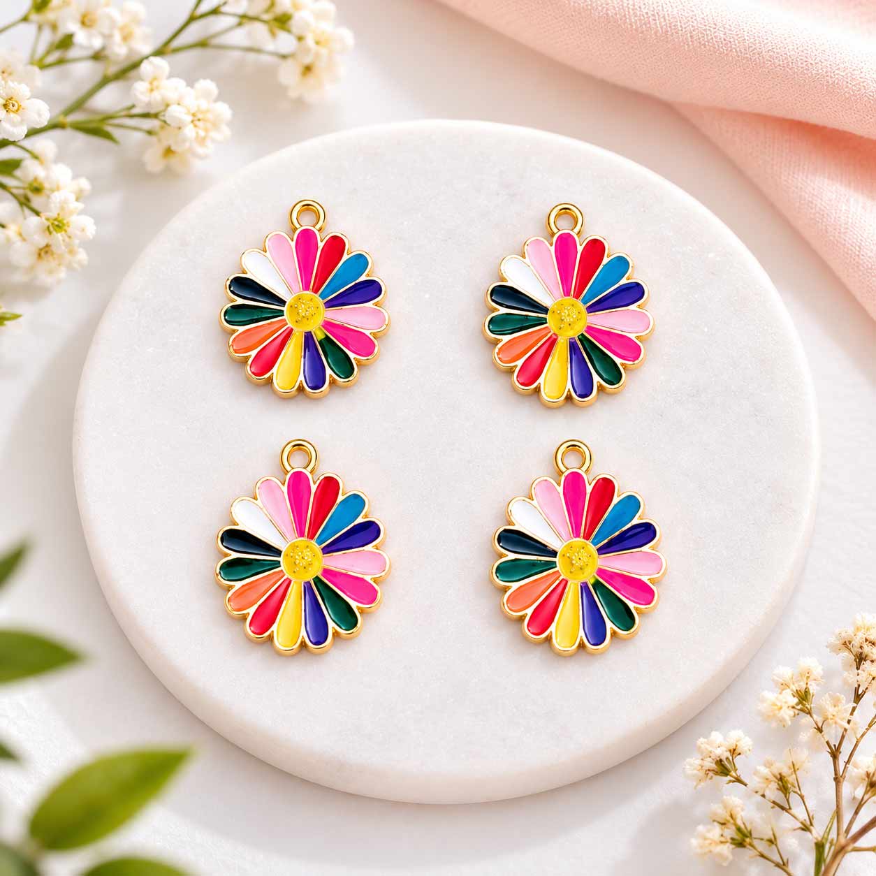 Multicolor Daisy Flower Charms - 1 Pc