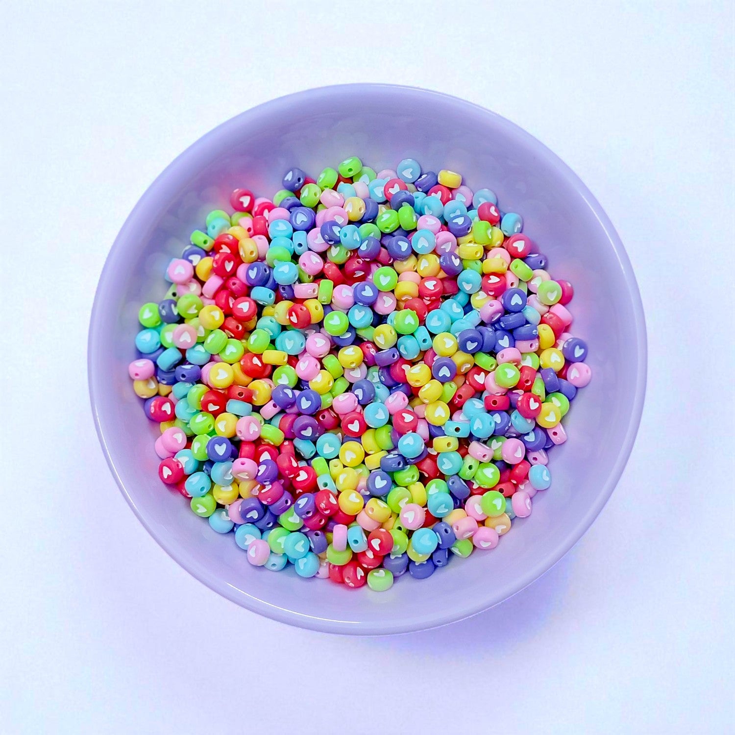 Round Acrylic Beads Multicolor Heart (Mixed) - 20 Grams