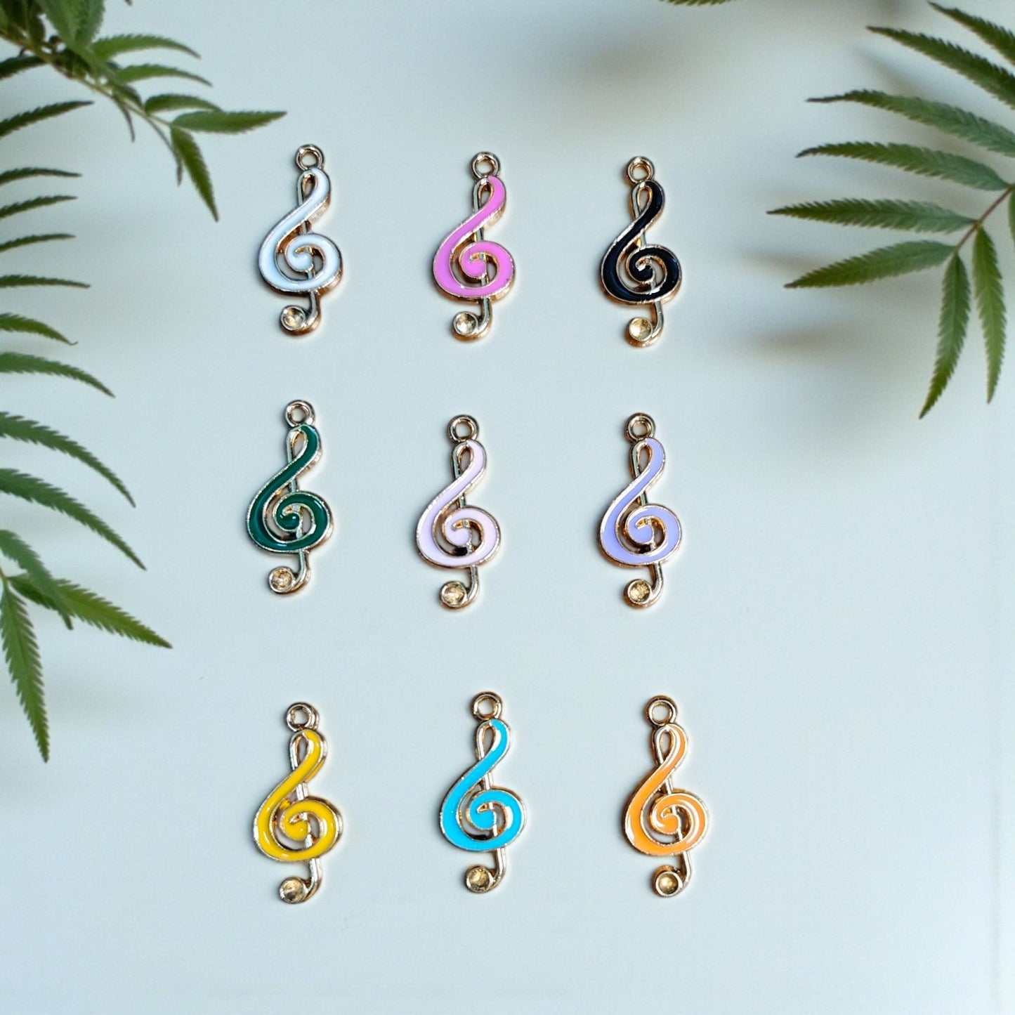 Multicolor music enamel charms with vibrant musical note designs for bracelets and jewellery making