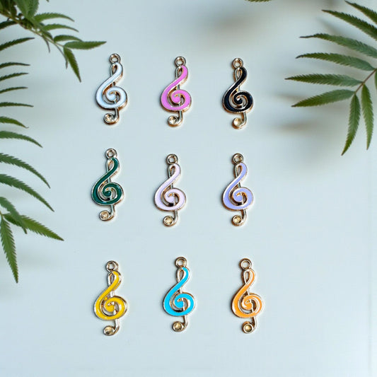 Multicolor music enamel charms with vibrant musical note designs for bracelets and jewellery making