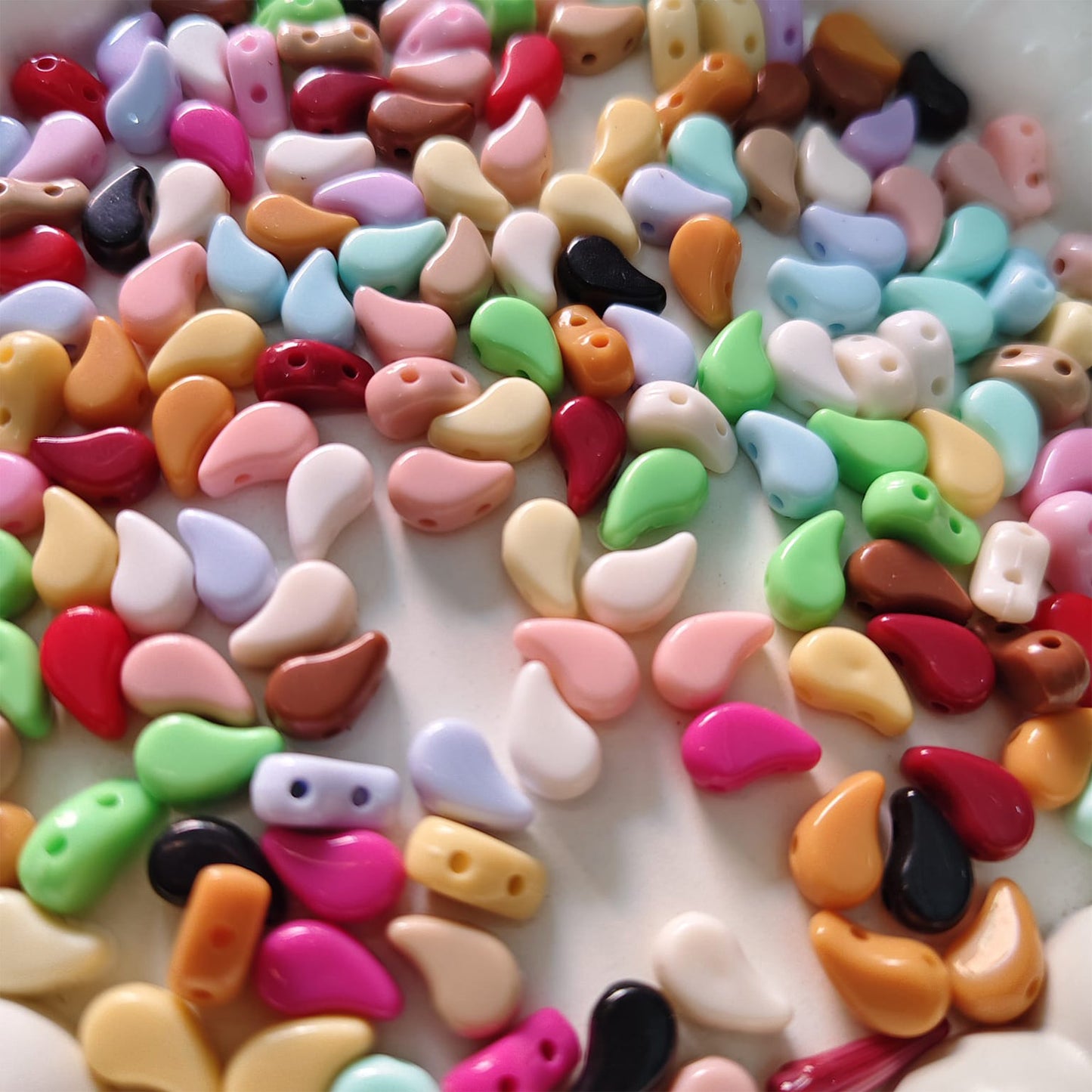 Multicolor Two Hole Paisley Duo Acrylic Beads for Jewelry Making