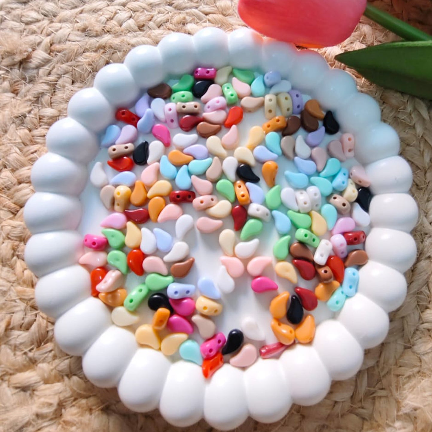 Multicolor Two Hole Paisley Duo Acrylic Beads for Jewelry Making