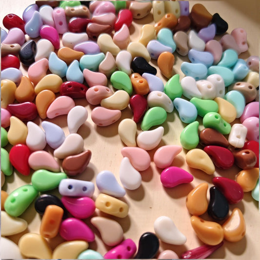 Multicolor Two Hole Paisley Duo Acrylic Beads for Jewelry Making