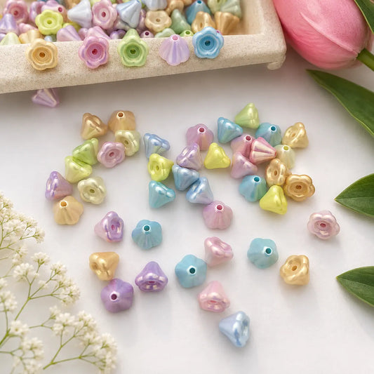 Pastel Acrylic Bell Flower Beads