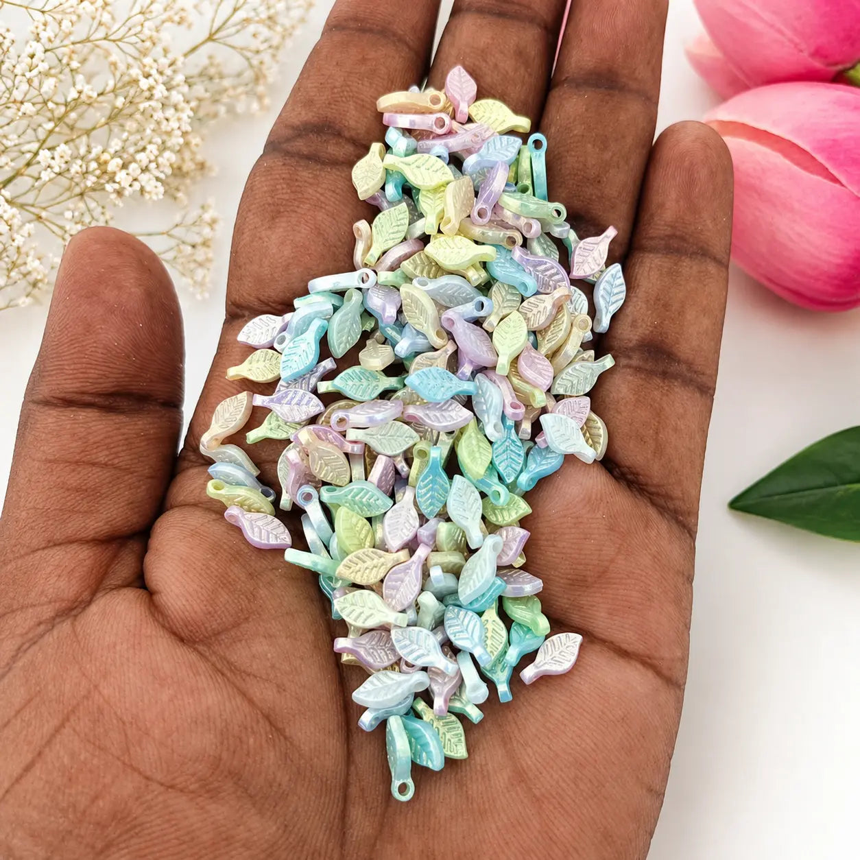 Pastel Acrylic Leaf Beads