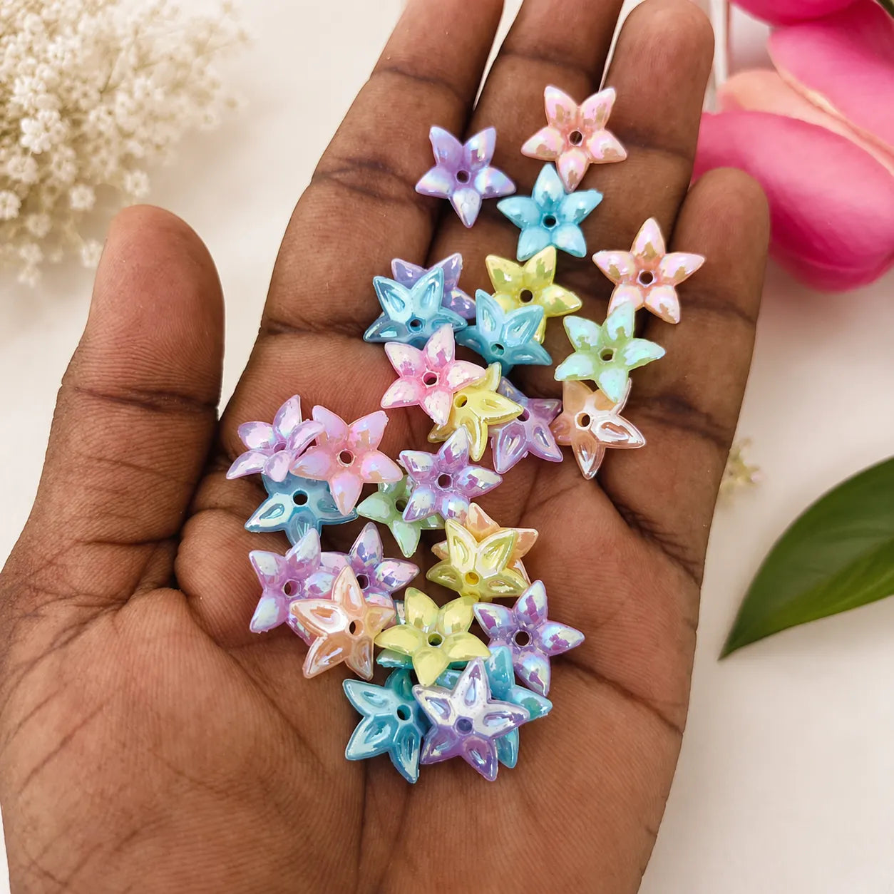 Pastel Acrylic Star Flower Beads