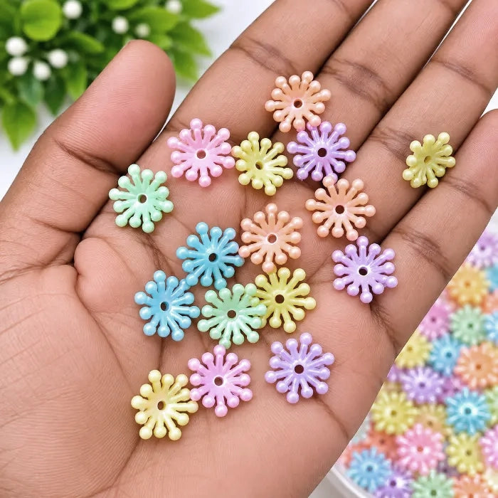 Pastel Multi-Petal Flower Beads in assorted pink, blue, green, yellow, peach and lavender colours
