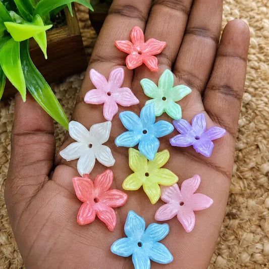 Pastel Multicolor 5-Petal Acrylic Flower Beads