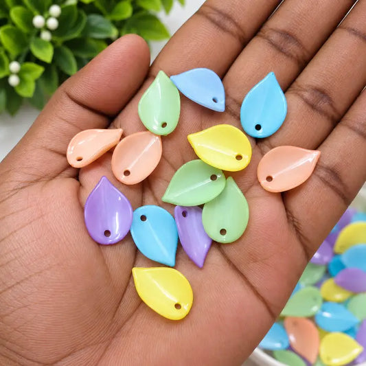 Pastel Teardrop Leaf Brooch Beads in assorted pink, blue, green, yellow and purple colours