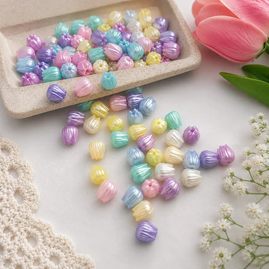 Pastel Tulip Flower Acrylic Beads