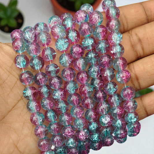 Peacock blue and light wine crackle beads for DIY jewelry and craft making