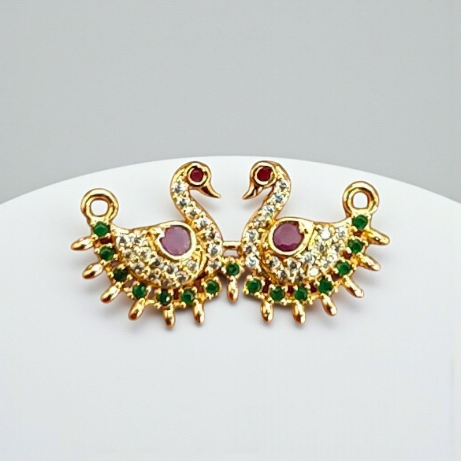 Luxury twin peacock pendant with detailed design and premium finish for jewellery making