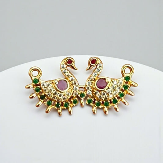 Luxury twin peacock pendant with detailed design and premium finish for jewellery making