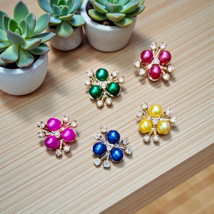 Multicolor Pearl Flower Beads for Jewellery Making - 1 Pc