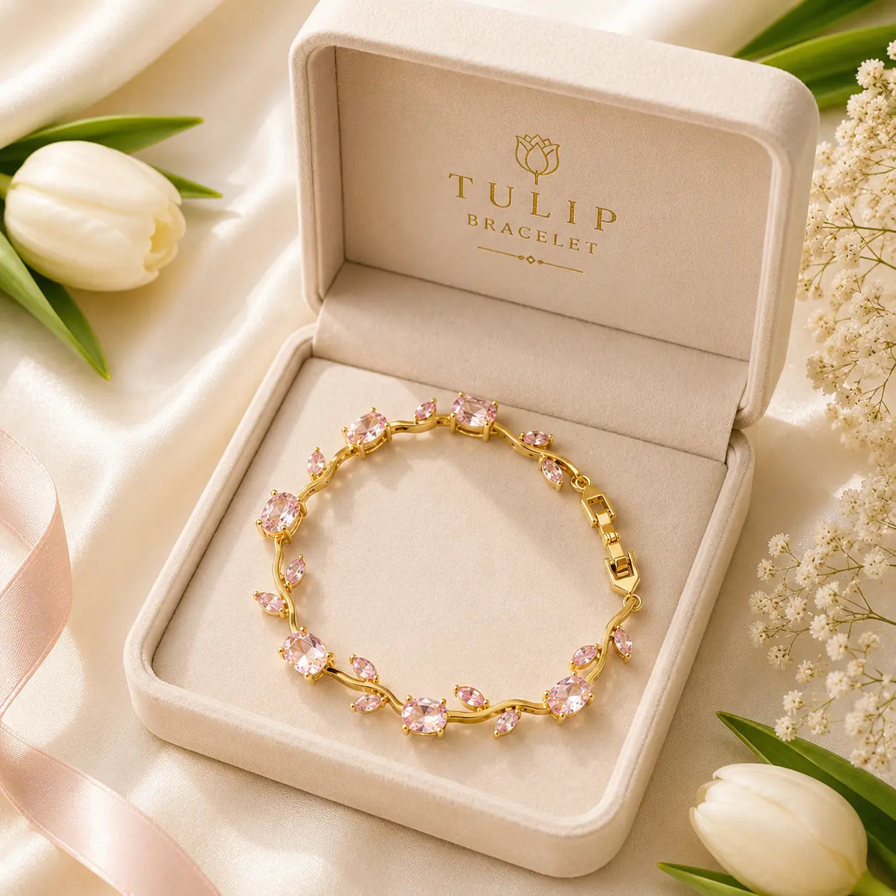 Tulip Bracelet - Pink - Eva Fashion and Craft
