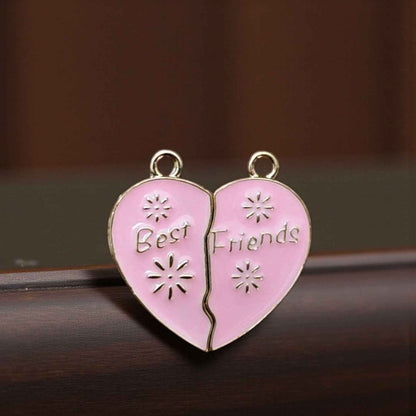 Pink Best Friends Magnetic Charm (Silver) - 1 Pc