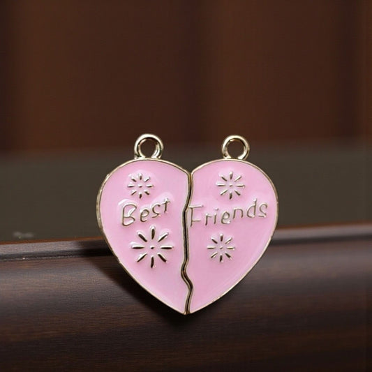 Pink Best Friends Magnetic Charm (Silver) - 1 Pc
