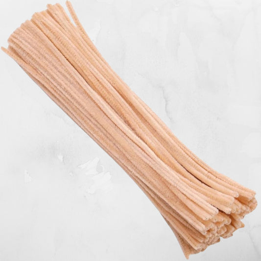 Beige color pipe cleaner soft chenille stem flexible fuzzy wire for DIY crafts