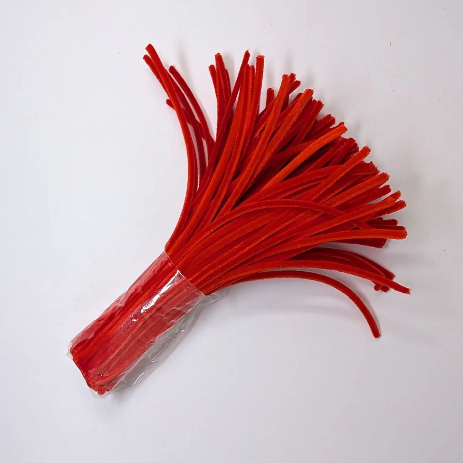 Red color pipe cleaner soft chenille stem flexible fuzzy craft wire for DIY projects