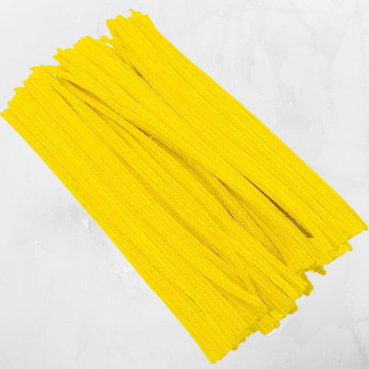 Yellow color pipe cleaner soft chenille stem flexible fuzzy wire for DIY crafts