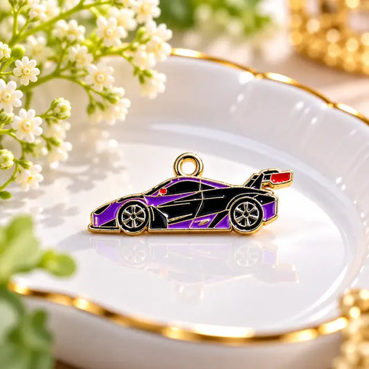 Purple Black Sports Car Charm