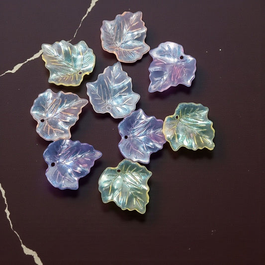 Rainbow shade acrylic maple leaf petal for brooch making and DIY craft projects